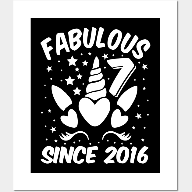 Fabulous 7 Since 2016 Unicorn Birthday Wall Art by busines_night